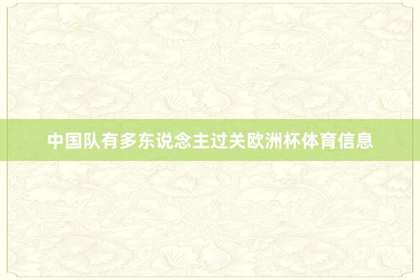 中国队有多东说念主过关欧洲杯体育信息