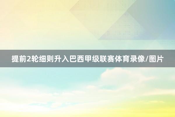 提前2轮细则升入巴西甲级联赛体育录像/图片