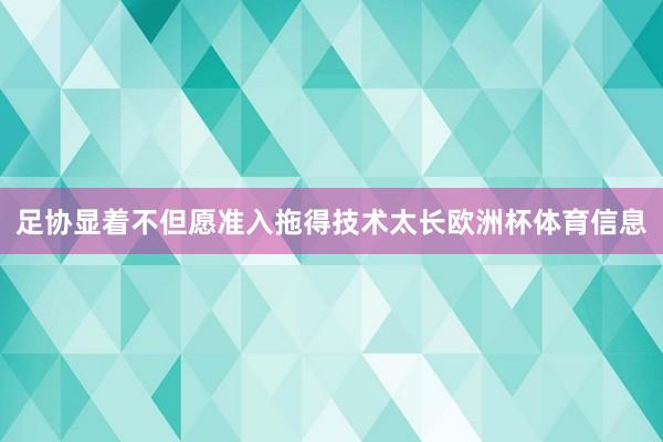 足协显着不但愿准入拖得技术太长欧洲杯体育信息