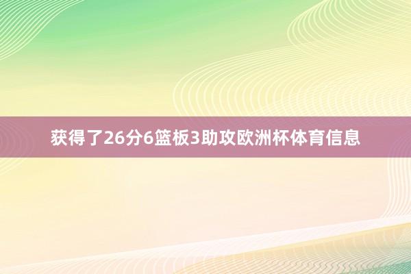 获得了26分6篮板3助攻欧洲杯体育信息